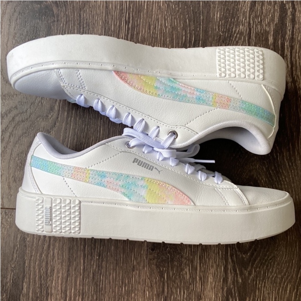 Puma smash v2 platform white sneakers